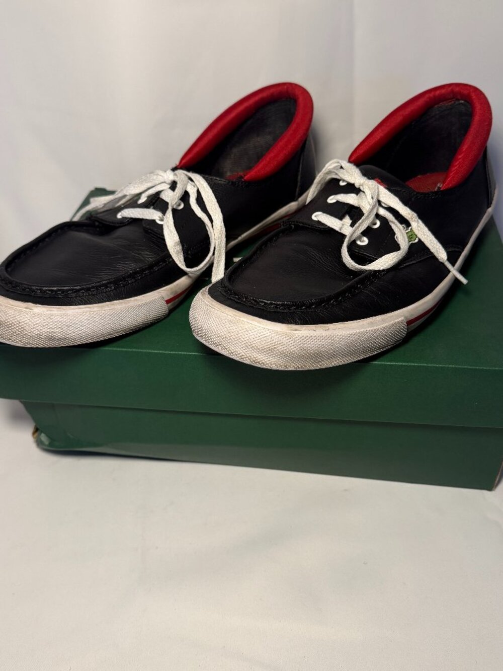 Lacoste Shakespeare Tech US SPM Mens 11.5 Sneaker Black Red Leather Shoe Box GUC